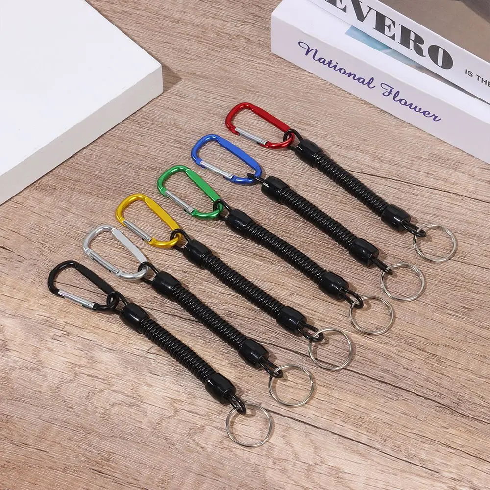 

Gear Tool Secure Lock Tackle Spring Elastic Rope Camping Carabiner Portable Fishing Lanyards Anti-lost Phone Keychain