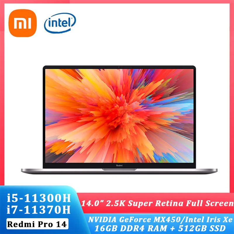 

New Xiaomi RedmiBook Pro 14 Laptop Intel Core i5-11300H/i7-11370H 2.5K Super Retain IPS Screen 100%sRGB Win10 Office Notebook