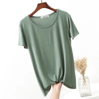 summer modal short sleeved t shirt womens round neck with bottoming shirt loose large top wear solid thin