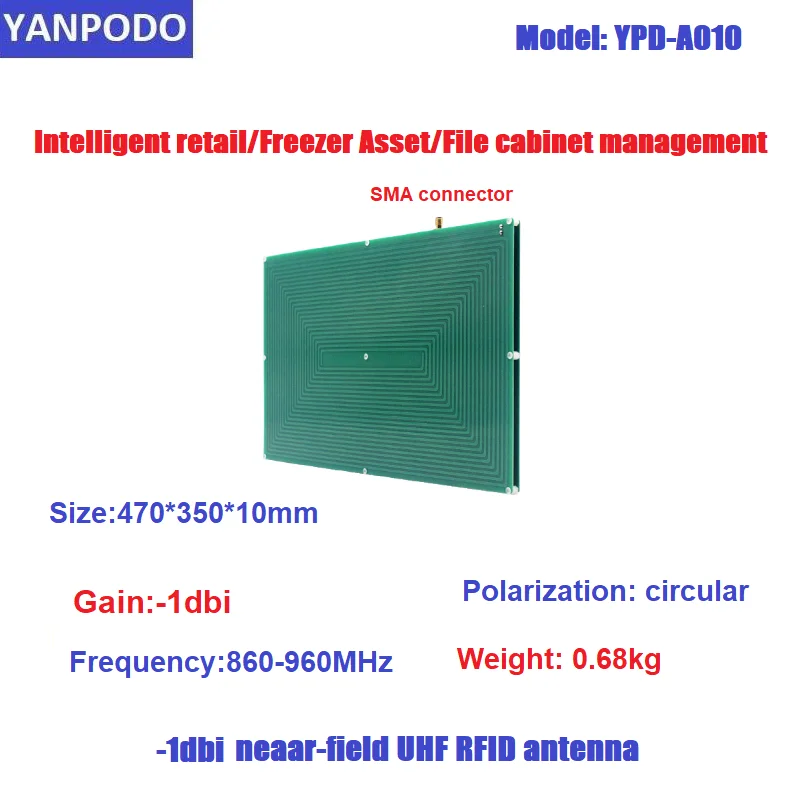 

Yanpodo UHF RFID Near Field Antenna -1dbi Circular IPX4 Antenna SMA 1m read range for Asset Inventory Management