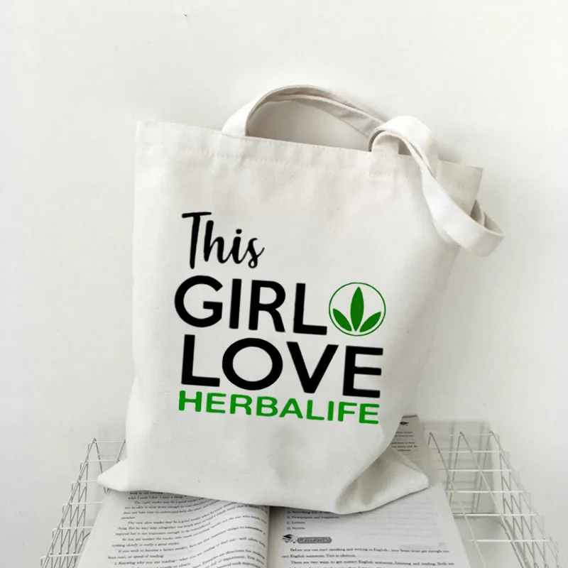 

This Girl Loves Herbalife Letters Print Fashion Shopping Tote Casual Large-capacity Cartoon Women Bag Harajuku Shoulder Bags