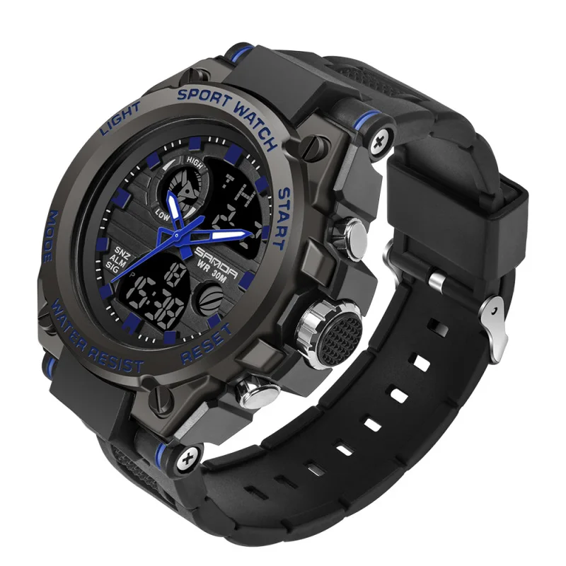 explosion large dial 739 male student fashion multi -function dual -display waterproof electronic watches