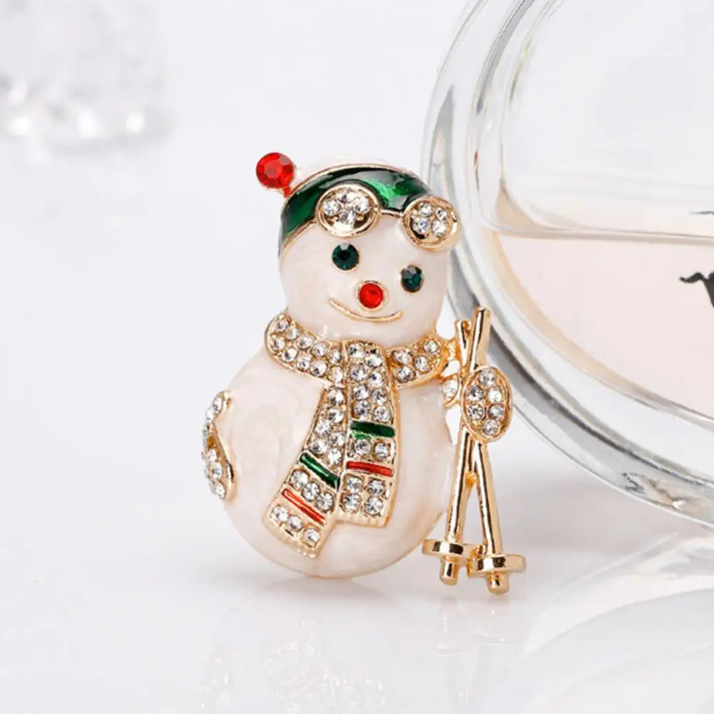 

Lady Rhinestone Inlaid Christmas Snowman Enamel Brooch Pin Lapel Decor Xmas Gift