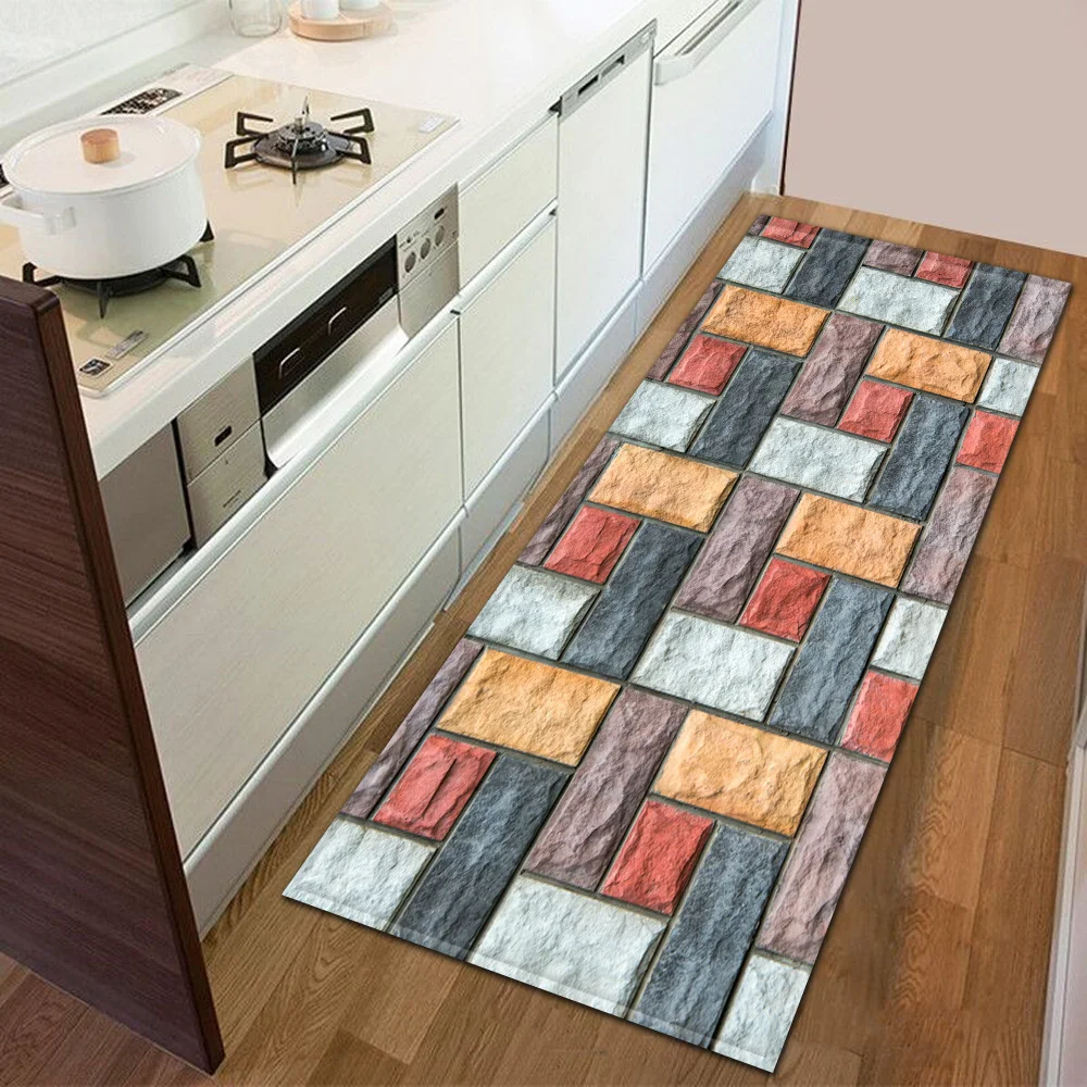 

Деревянный полосатый кухонный Коврик для двери, украшение, ковер для спальни, текстура, противоскользящий пол, домашний Балконный Коврик дл...