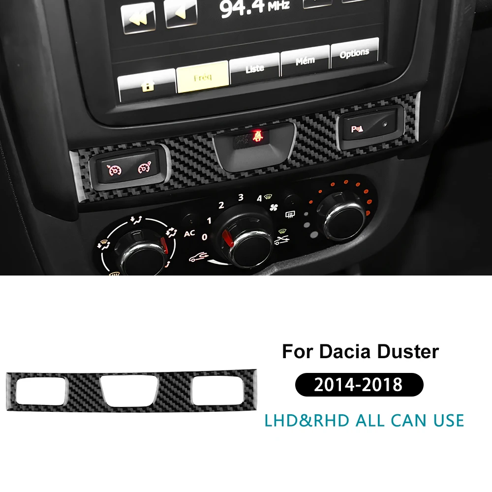 

Для Dacia Duster 2014 2015 2016 2017 2018 Настоящая мягкая наклейка из углеродного волокна с левым рулем и кнопкой центрального управления автомобиля, аксессуары
