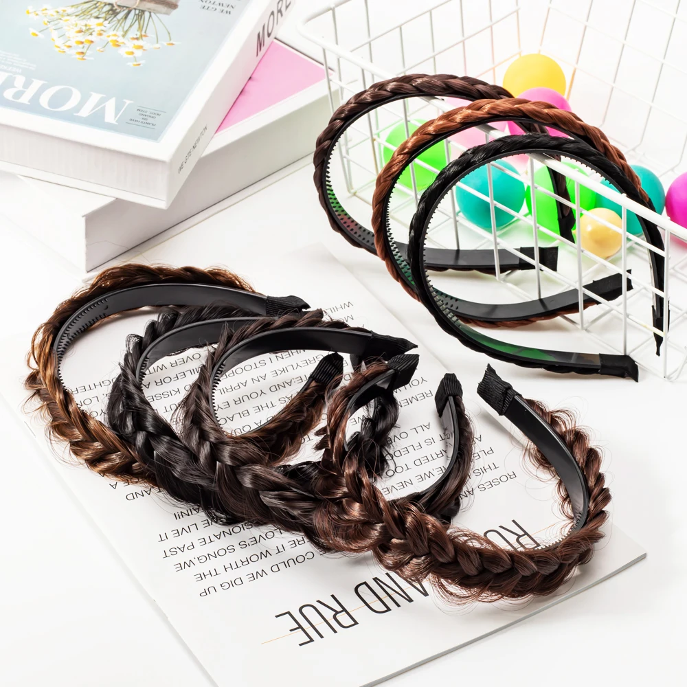 

1 см/3 см синтетические плетеные повязки на голову, искусственные волосы, плетеные повязки для волос, аксессуары для плетения волос, наращива...