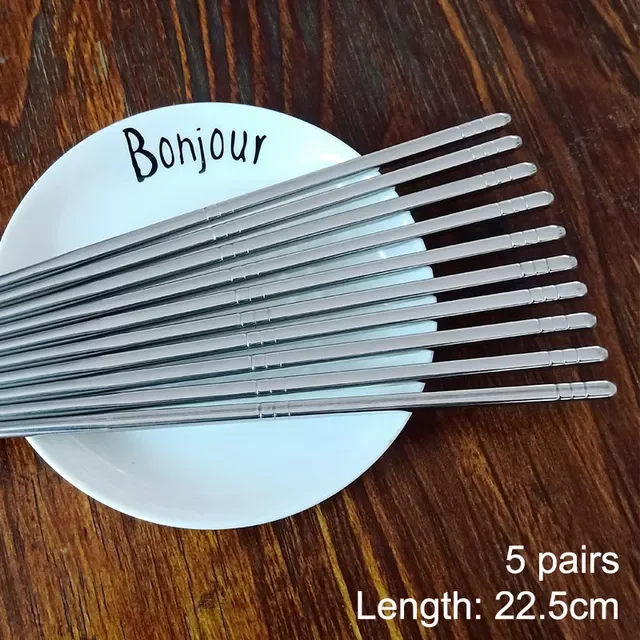 

2022New Pair/5 Pairs Traditional Chinese Blue and White Porcelain Kitchen Chopsticks Set Durable Cutlery Stainless Steel Chopsti