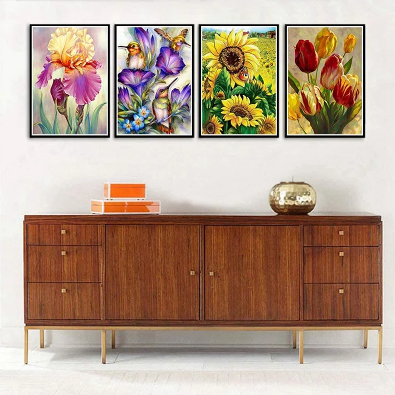 6 Sets 5D Diamond Painting By Numbers Art Dotz Flower Kits Full Drill For Adult Kids Housewarming Gifts 12X16 IN |
