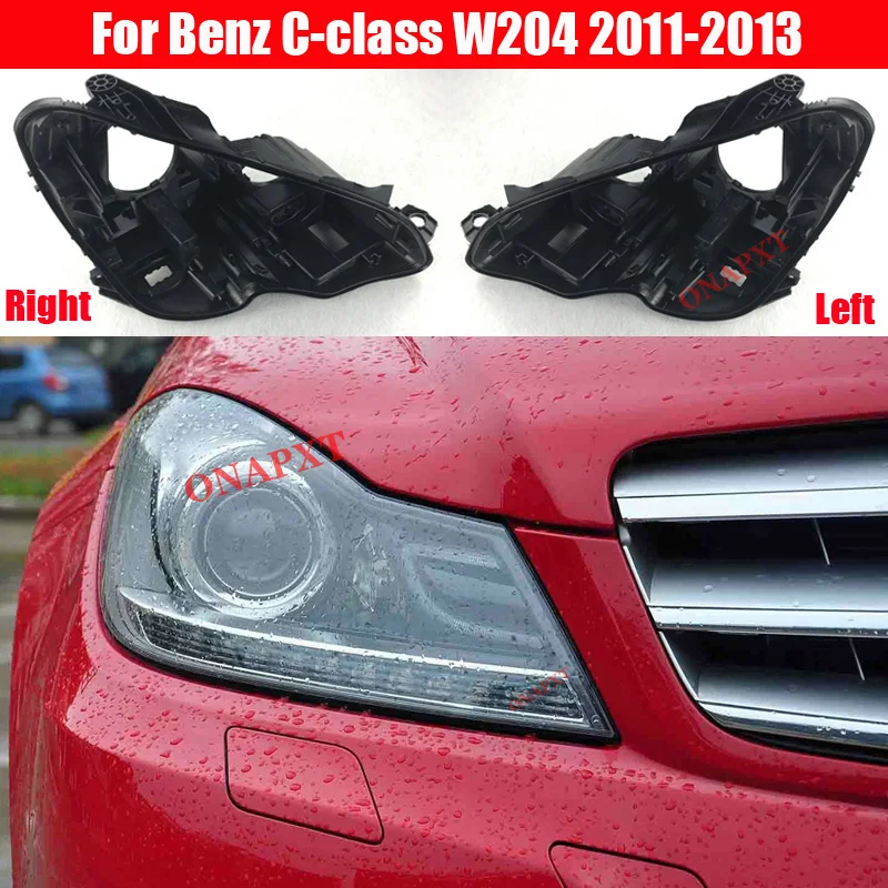 Front Headlight Cover Black Base For Benz C-class W204 2011-2013 Rear Casing Headlight Back Housing Bottom Protection Shell