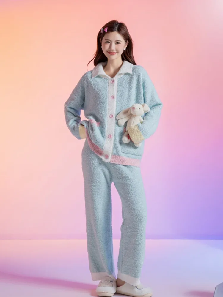 [TXii Advanced Sense] мягкая бархатная Женская пижама с половинчатой стороной зимний