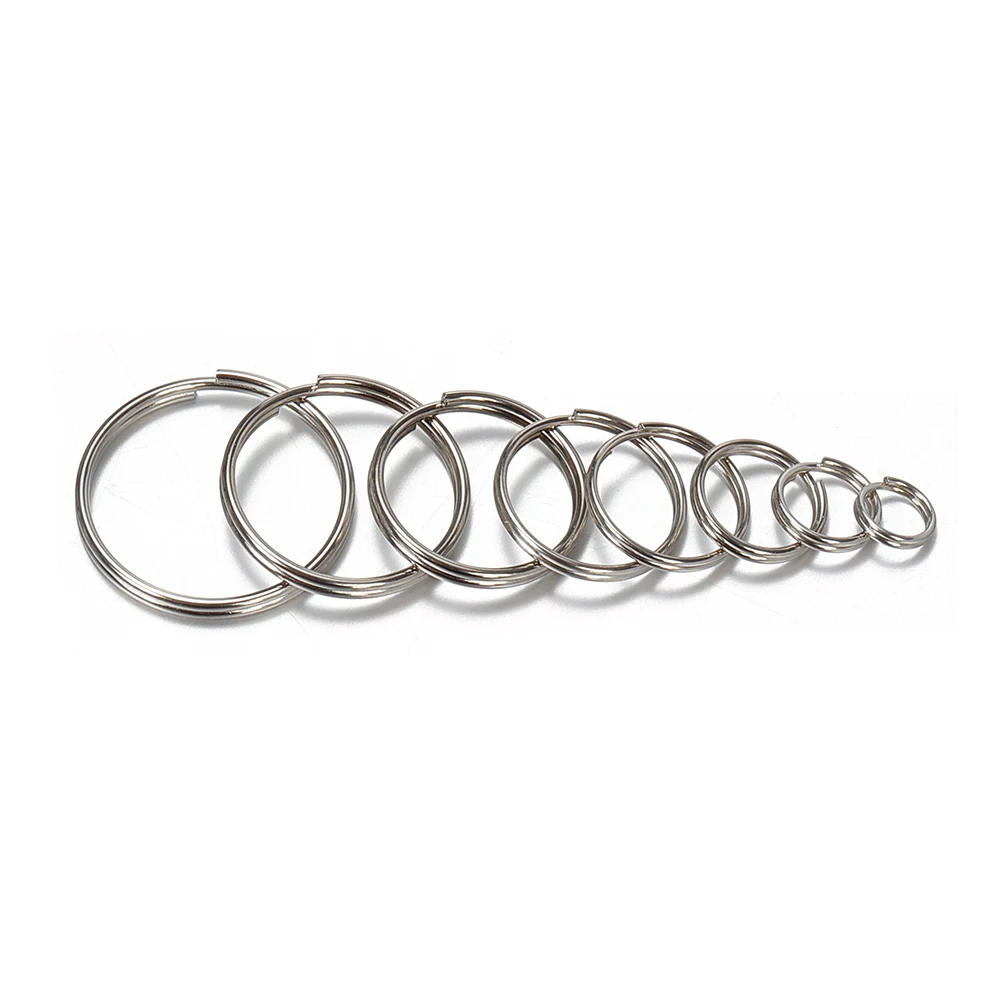50pcs 6mm - 20mm Stainless Steel Double Loop Keychain Split Ring Connectors for Keyring DIY Jewelry Making Supplies Accessories