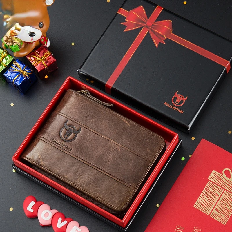 Бумажник мужской из натуральной коровьей кожи 2 сложения несколько держатель для