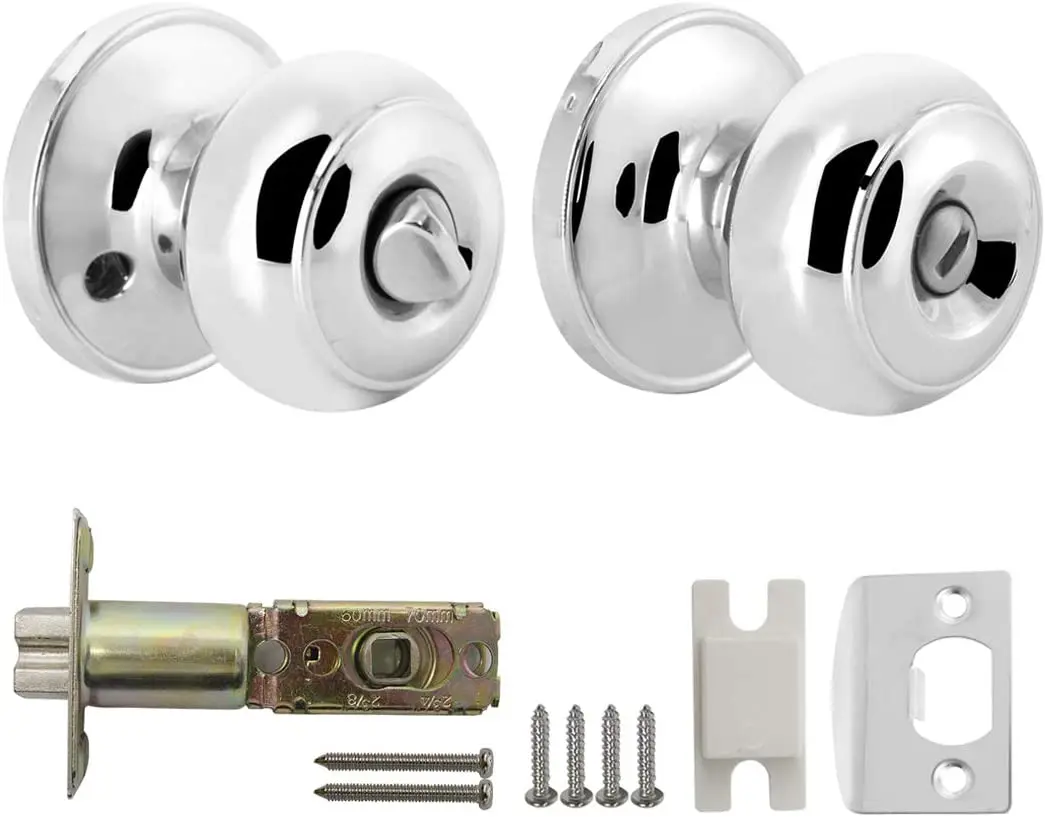 

Interior Privacy Door Knob for Bedroom Stainless Steel Bathroom Door Handle Tulip Door Lock Set Without Key Polished Chrome