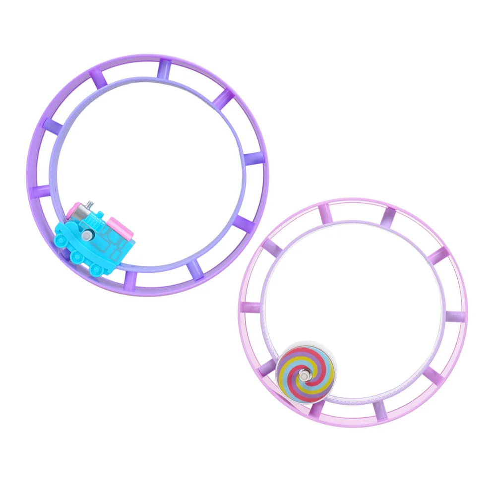

2Pcs Cartoon Clockwork Plastic Track Rolling Lollipop Train for Children