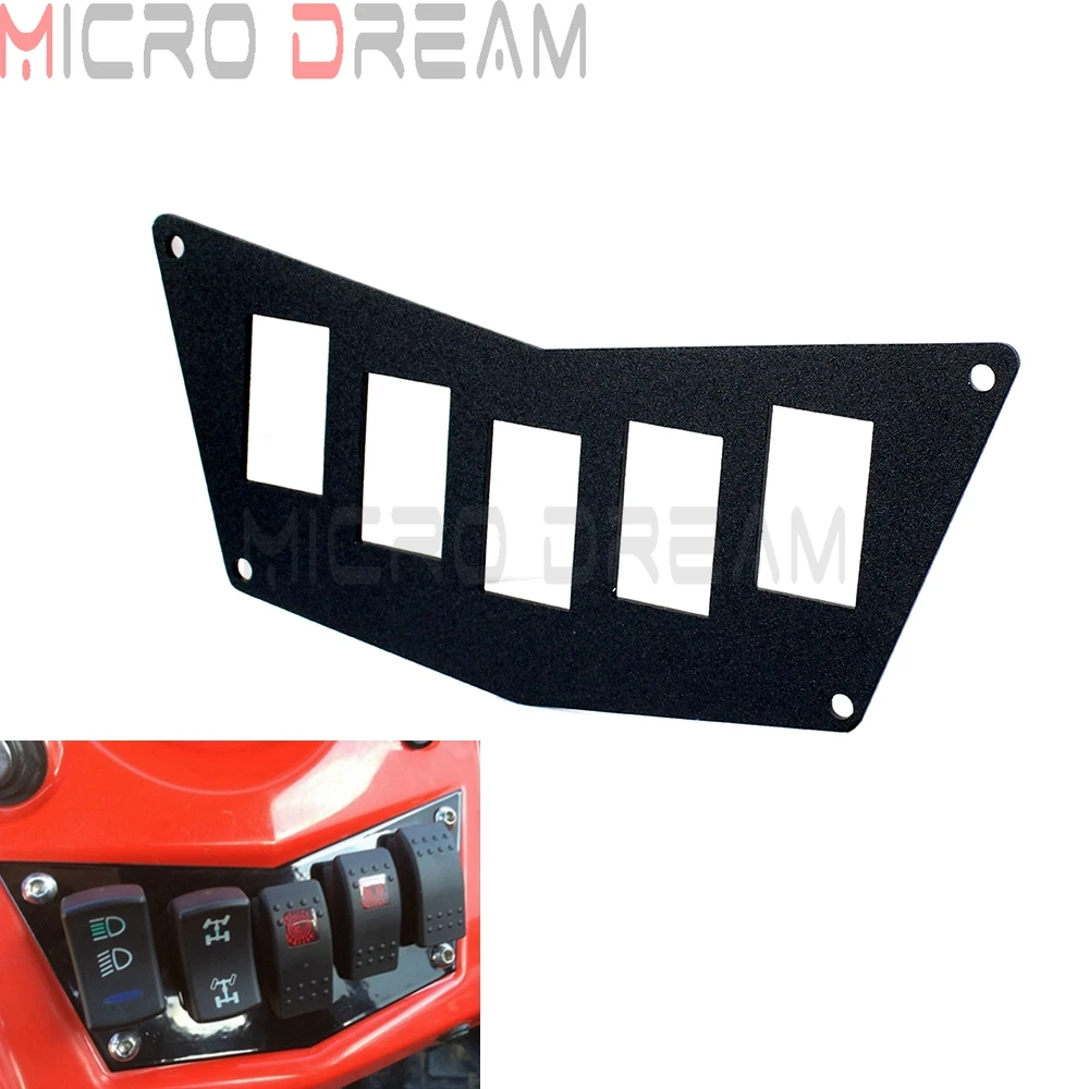 

Aluminum Black Metal 5 Switch Plate Panel Rocker Toggle Plate For Polaris RZR 800 570 900 XP 2008-2014 ATV Switch Panels Housing