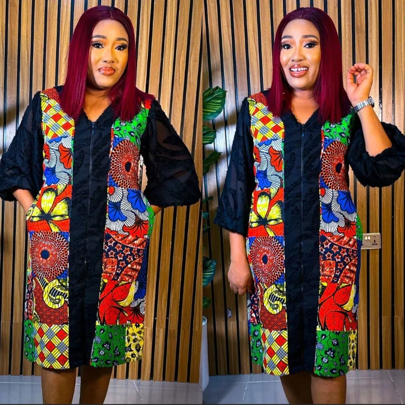 

2023 New Summer Fashion African Dresses for Women Dashiki Ankara Bazin Riche Design Wax Outfits Robe Plus Size Africa Clothing