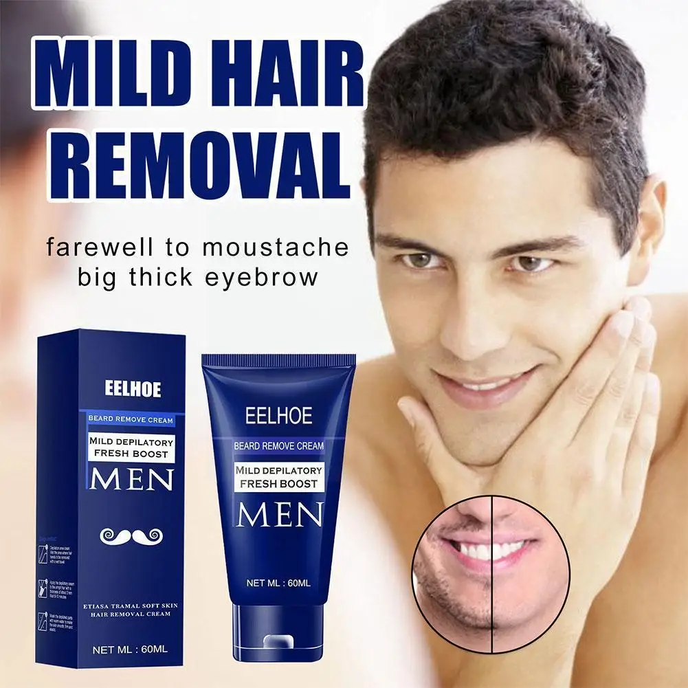

60ml Man Painless Hair Removal Cream Create Smooth Skin For Arm Legs Body Hair Growth Inhibitor Natural Gentle I3q9