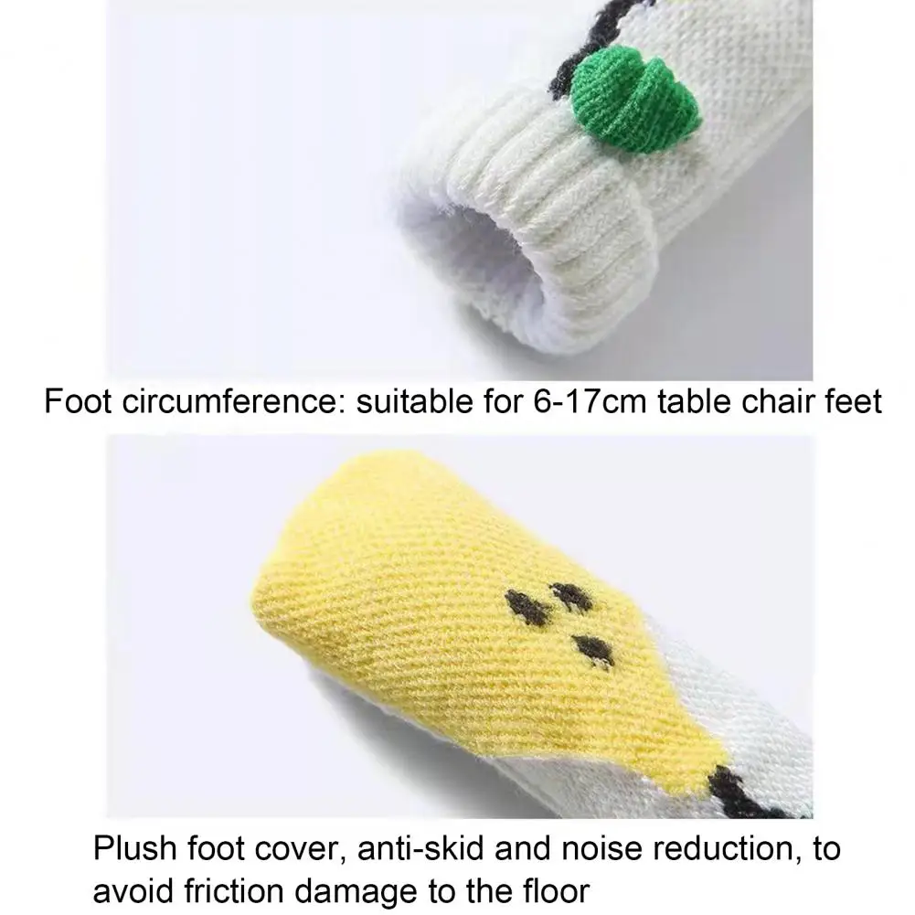 4Pcs/Set Table Leg Cover Thickened Noise Reduction Acrylic Fiber Knitted Door Handle Chair Foot Sock for Household |