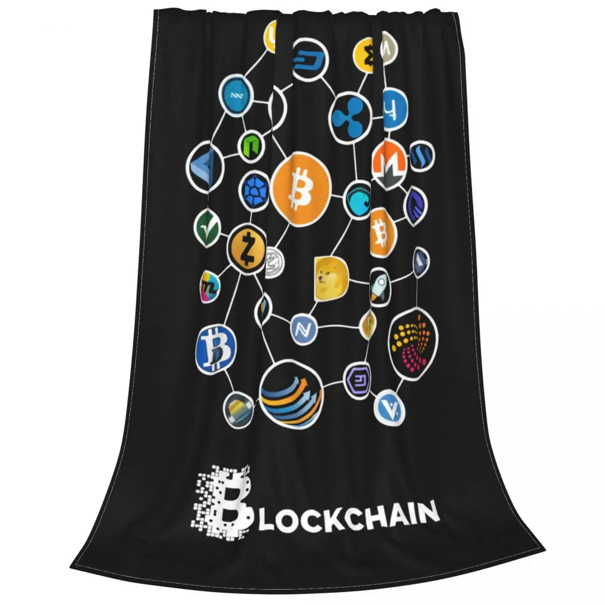 Фото Криптовалюта Биткоин Chainlink Xrp эфириум Tezos Digibyte криптовалюты 2020 ультра-мягкое флисовое покрывало Raschel №2