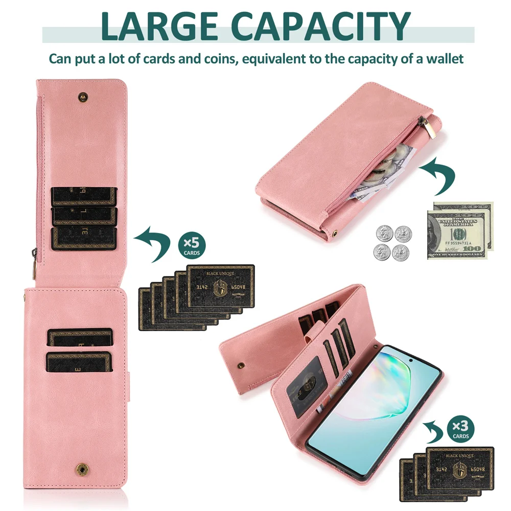 Для Samsung Galaxy A91 A71 A53 A52 A41 A34 A33 A14 4G 5G Ретро металлический кошелек на молнии мульти