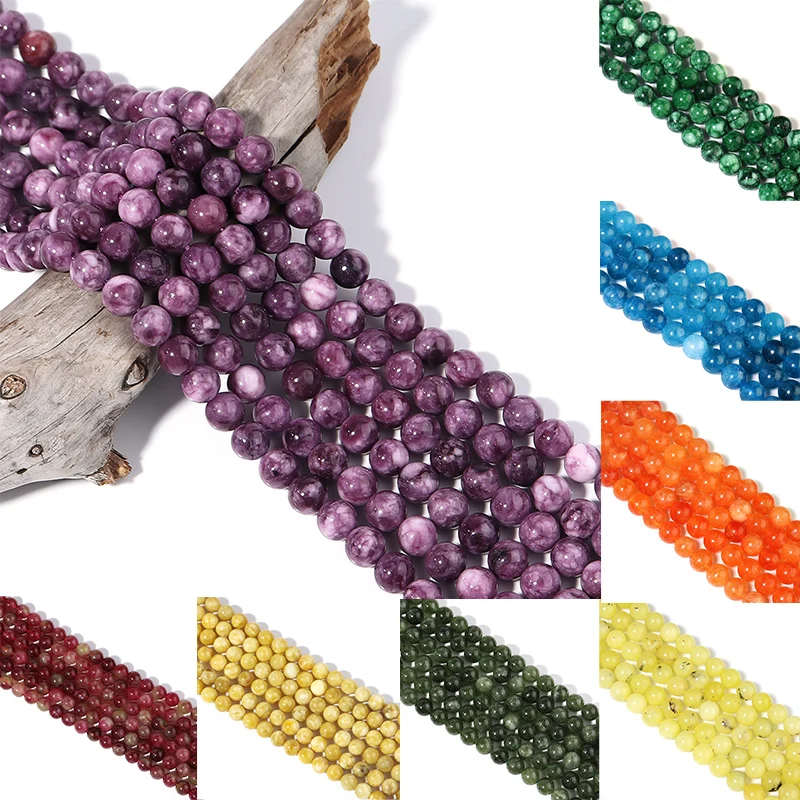

Multiple Natural Stone Watermelon Tourmaline Beeswax Apatite Green Jades Round Loose Beads For Jewelry Bracelets Accessories