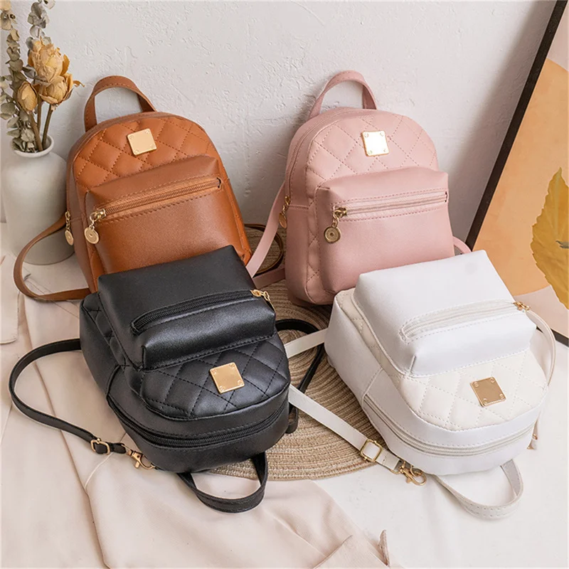 

PU Leather Shoulder Mini Small Backpack Multi-Function Ladies Phone Pouch Pack Ladies School Backpack Bags for Women