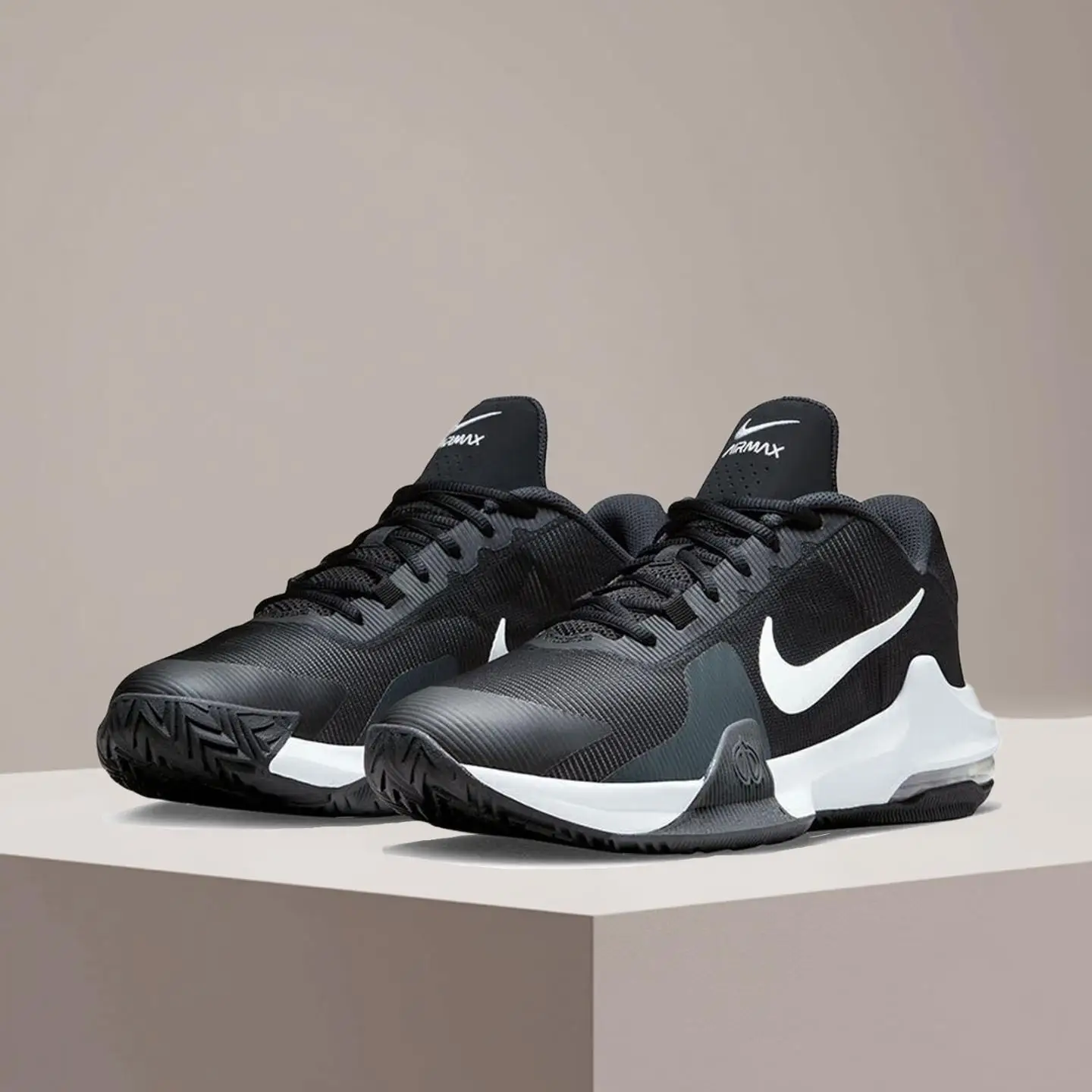 Фото Баскетбольные кроссовки Nike Air Max Impact 4 с низким профилем, повседневные, универсальные, нескользящие, прочные, с амортизацией, DM1124-001 №1