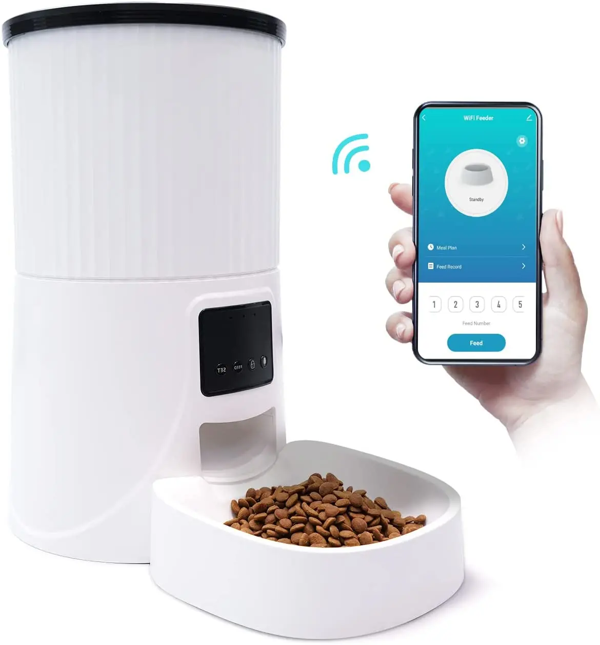

4L Automatic Pet Feeder, Smart Pet Feeder for Cats and Dogs by WiFi, Auto Pet Food Dispenser with Smartphone Control