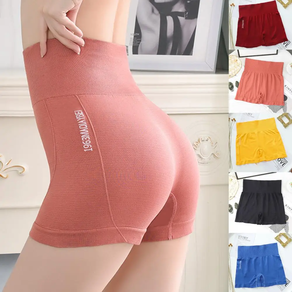 

Sports Shorts Solid Color High Elasticity Breathable Butt Lifting Skinny Tummy Control Underwear Letter Print Women Underpants F