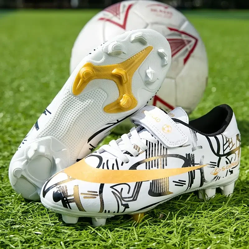 Kid's Soccer Shoes Children's Outdoor Playground Soccer Shoes AG Cleat Football Training Shoes With Hook-and-loop Fastener For B