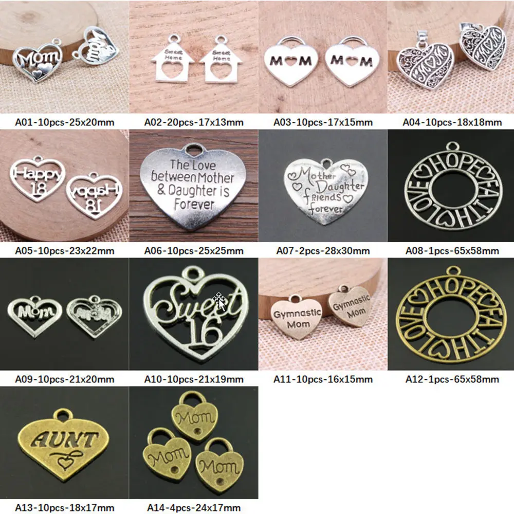 

New Arrival Family Heart Charms For Jewelry Making Gifts For Women