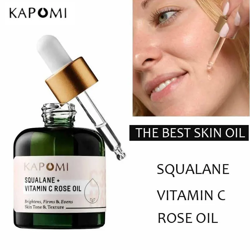 

Kapomi Luxury Facial Oil SQUALANE + Vitamin C Rose Oil 30ML Anti-Wrinkle Firming Whitening Brightening Skin Moisturizing Serum