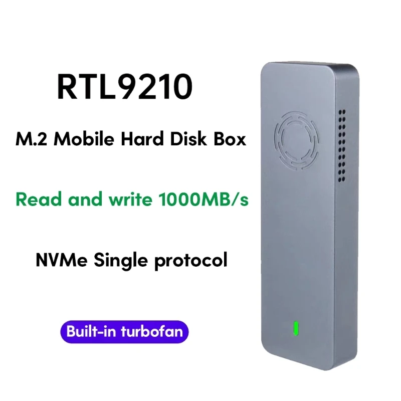 

SSD Enclosure Support USB 3.1 10Gbps RTL9210B DualProtocol SIngle for NVMe & SSD Case built in Fan DropShipping