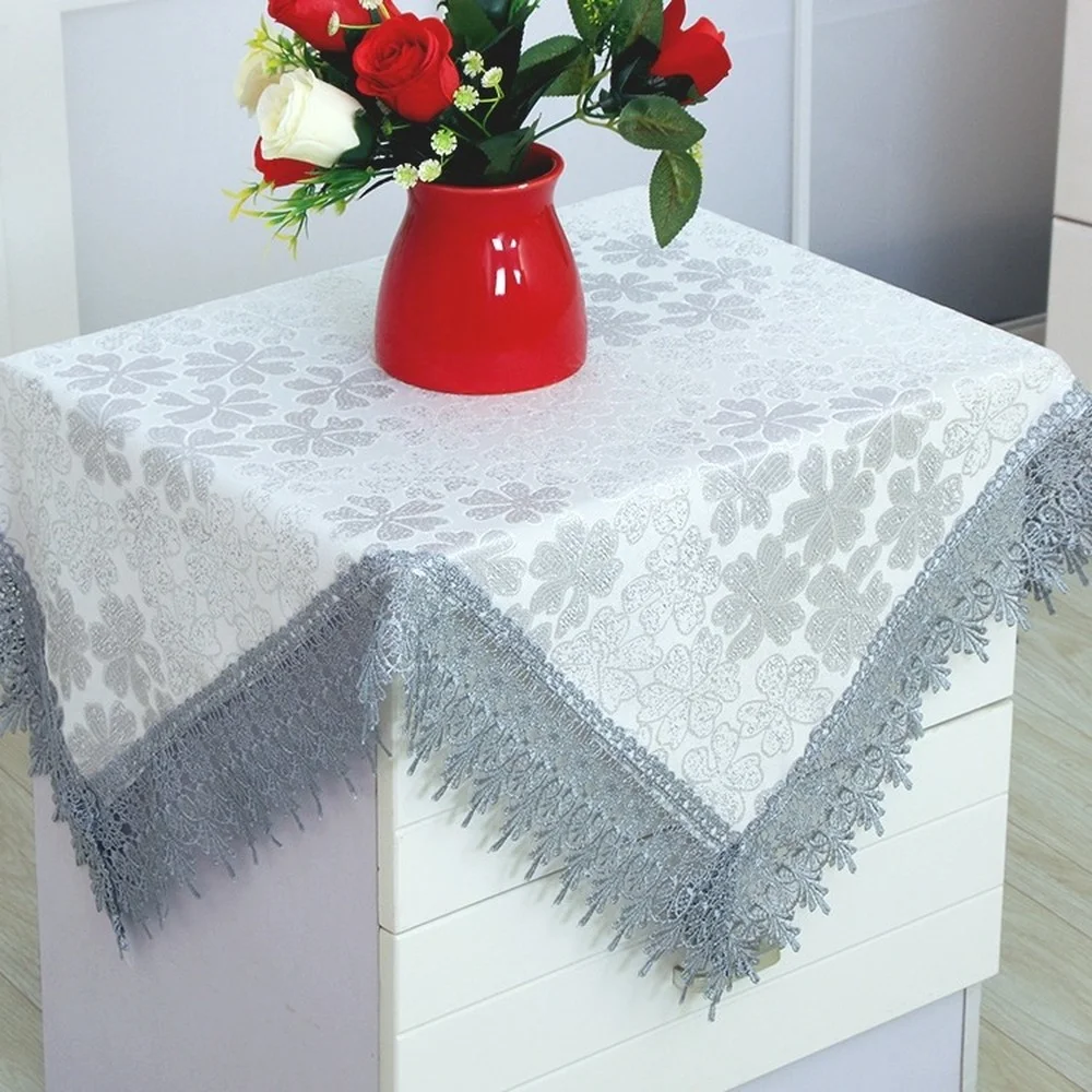 

120*120cm Square Cabinet Coffee Table Cover Luxury Embroidered Small Table Cover TV Refrigerator Dust Covers