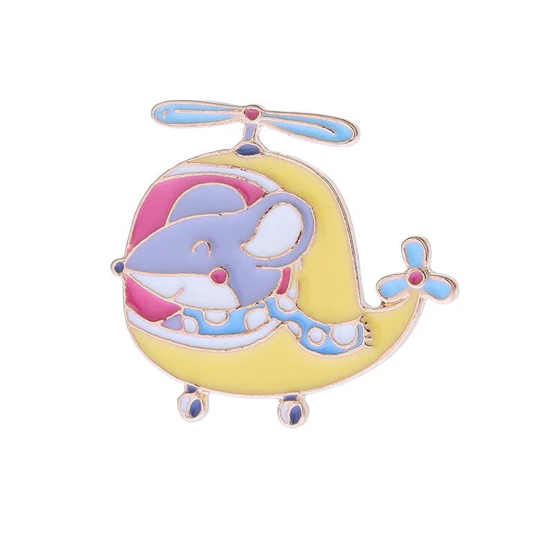 

Alloy Dripping Oil Cartoon Mouse Driving Helicopte Brooch Icons Backpack Clothing Helicopter Brooch Button Pin Friend