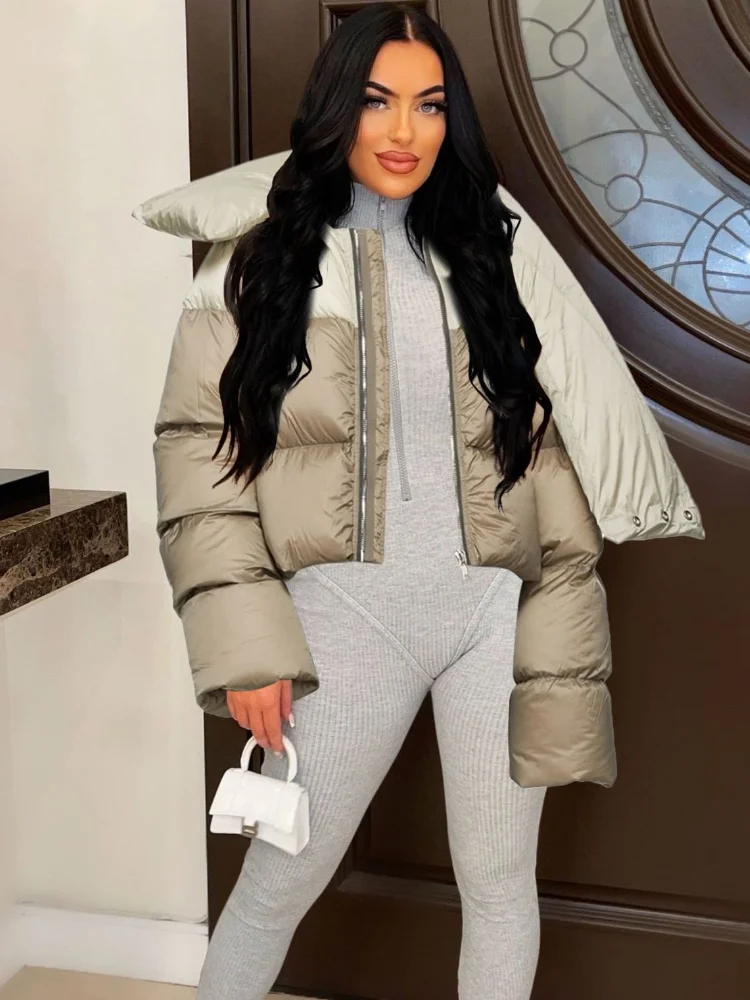 Fashion Scarf Collar Short Parkas for Women Winter Warm Thicken Jackets Coats 2022 Lady Orange Casual Jackets Famale Outerwear