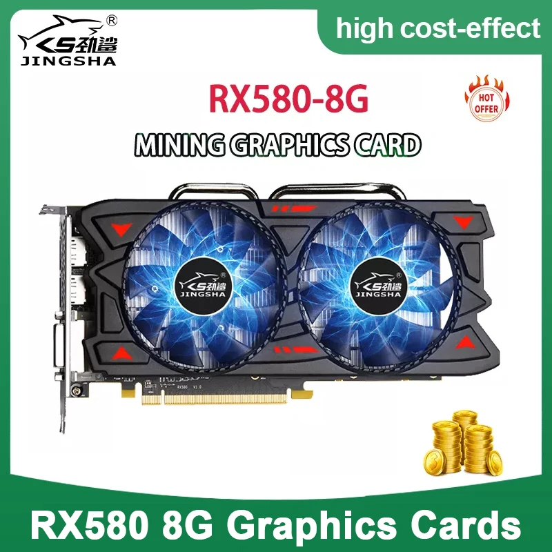 

JINGSHA 100% NEW Video Card RX 580 8GB 256Bit 2048SP GDDR5 Graphics Cards AMD Radeon RX580 Series VGA Cards RX580 8G Mining