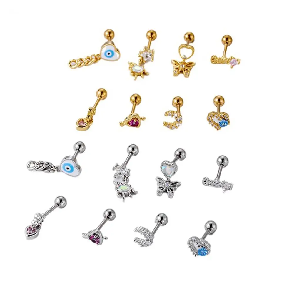 

Ear Stud Lady Party Fashion Design Solid Color Fairy Ear Bone Nail Women Jewelry Bling Love Stud Earrings Y2K Piercing Jewelry