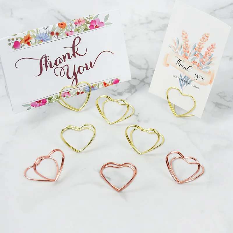 

15PCS Rose Gold Heart Shape Photo Clip Card Holder Wedding Banquet Table Decor Placecard Stand Bookmark Office School Stationery