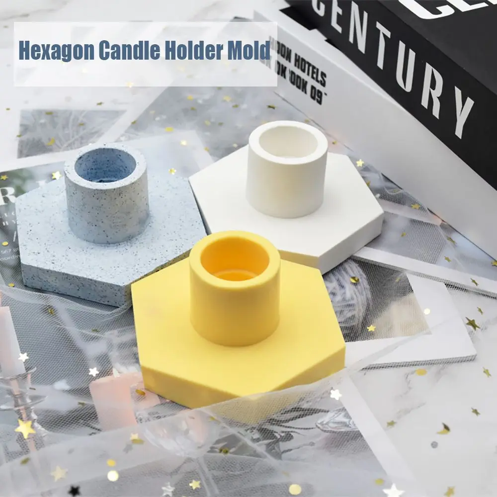 

DIY Silicone Molds Hexagon Candle Holder Handmade Candlestick Casting Mould Concrete Plaster Clay Resin Mold Home Decoration