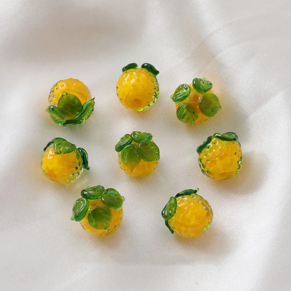 4PCS Glass Fruit Beads Persimmon Pineapple Strawberry Orange DIY Making Supplies Earrings Necklace Bracelet Accessories