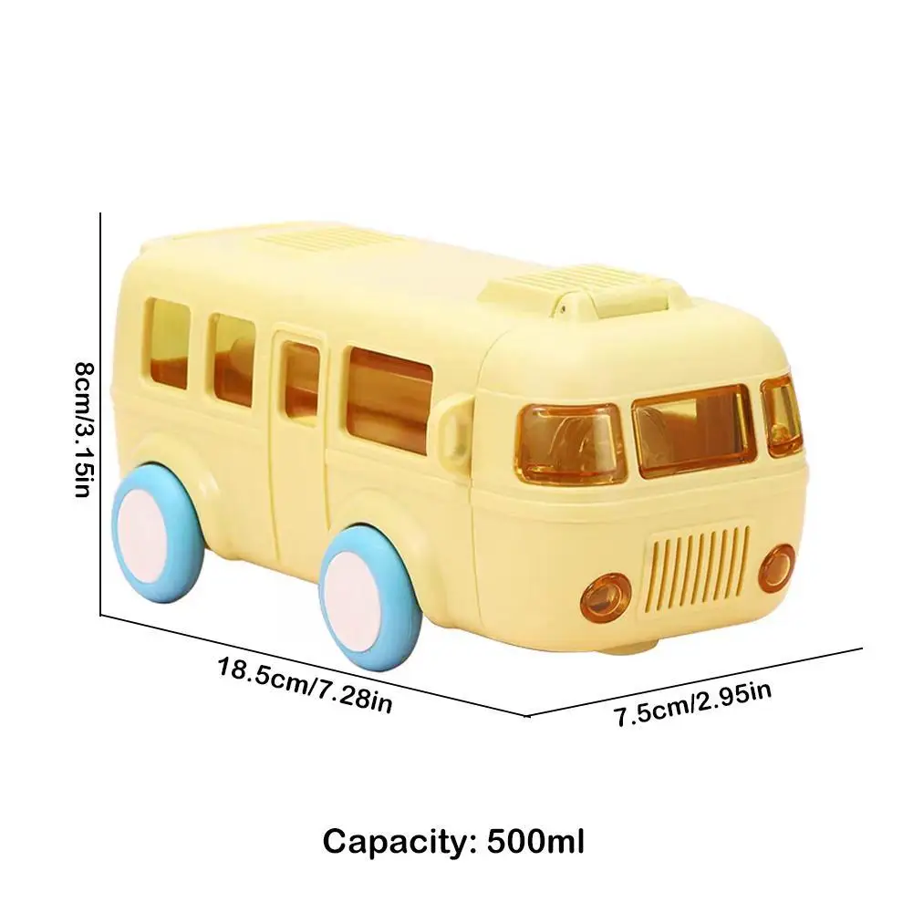 Bus Shaped Water Bottle With Straw Cute Water Bottles For Girls Boys Outdoor Portable Tritan Water Cups For Kids Gifts images - 6