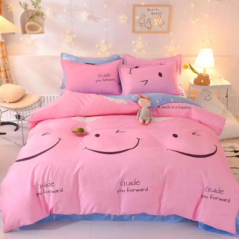 

Bedding Set with Duvet Cover Bed Sheet Pillowcases Lovely Pink Adults Kids Comforter Cover Queen King Bedcloth Soft Touching