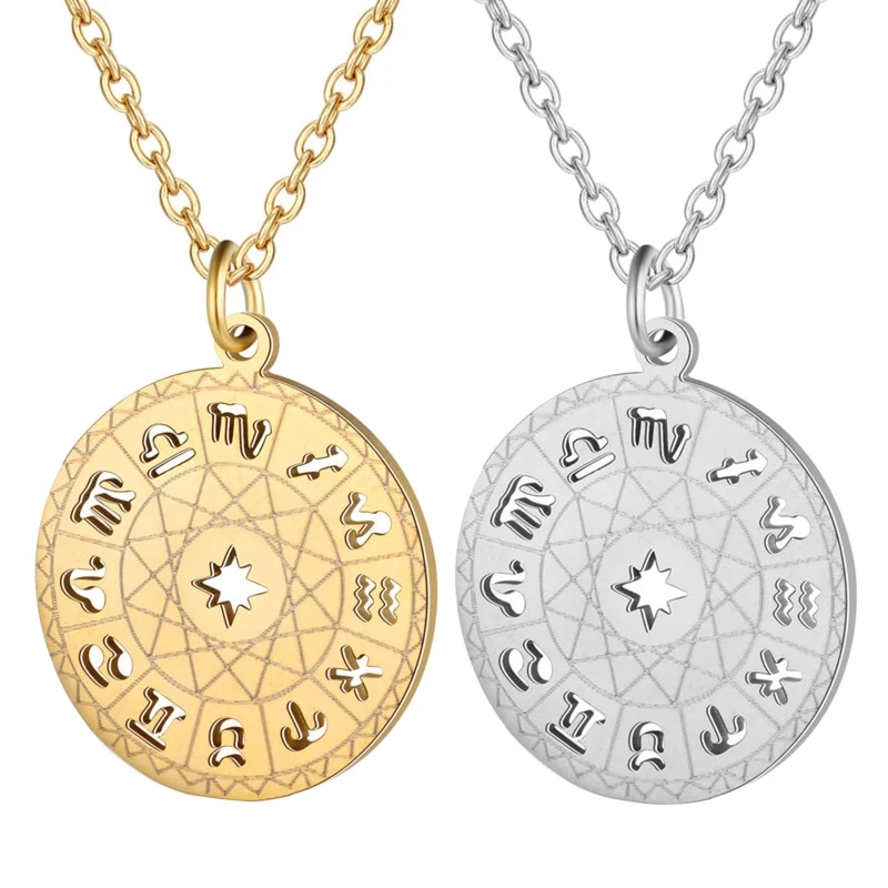 

Zodiac Sign 12 Constellation Pendant Choker Necklace for Christmas Birthday Gift
