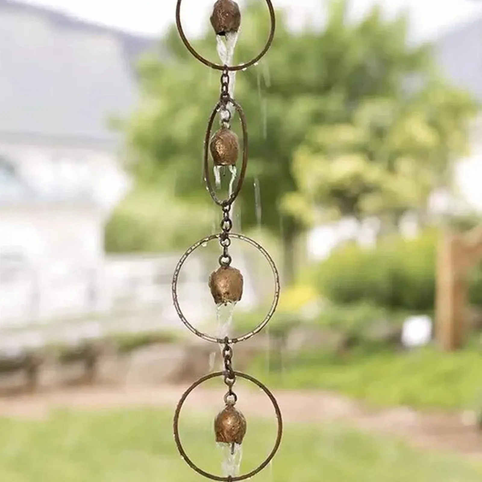 

Metal Rain Chain For Gutter Rain Catcher With Adapter Thick Iron Flower Cup Garden Decoration Metal Garden Art Hanging Pendant