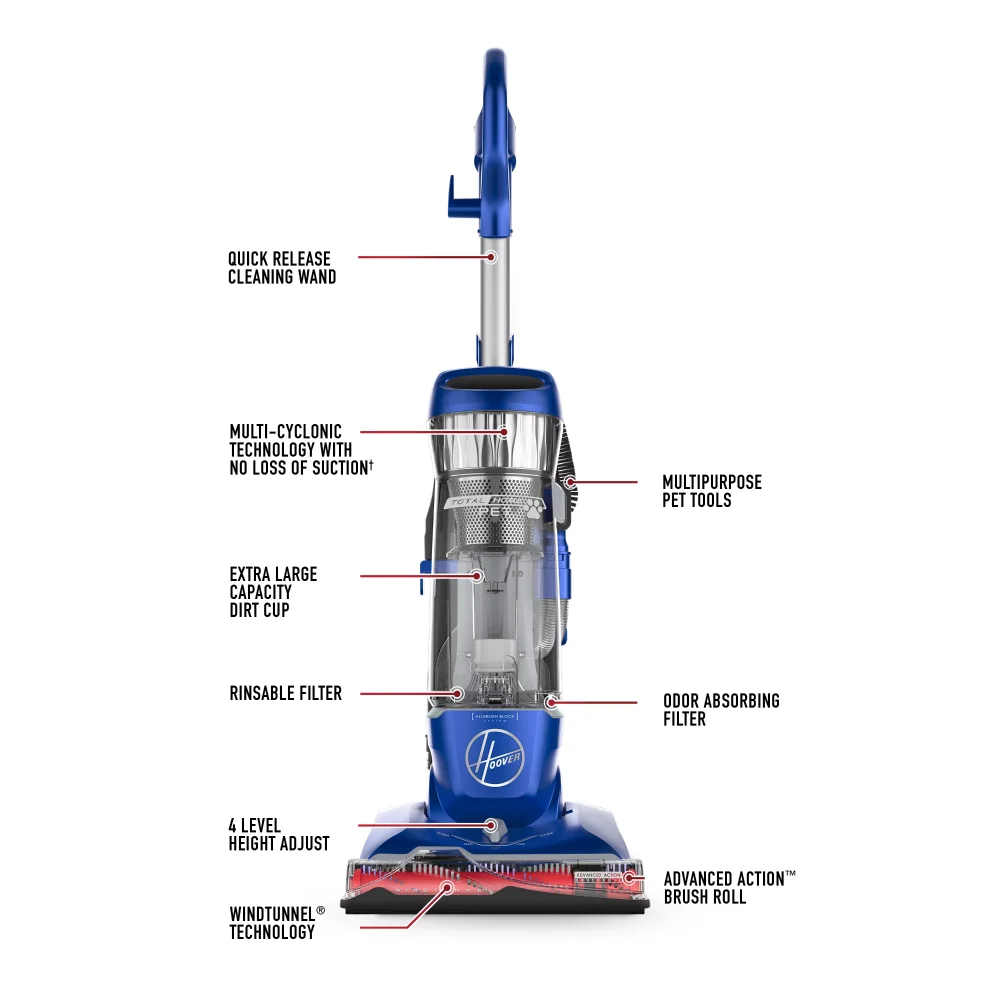 Hoover Total Home Pet Max Life Bagless Upright Vacuum Cleaner, UH74100