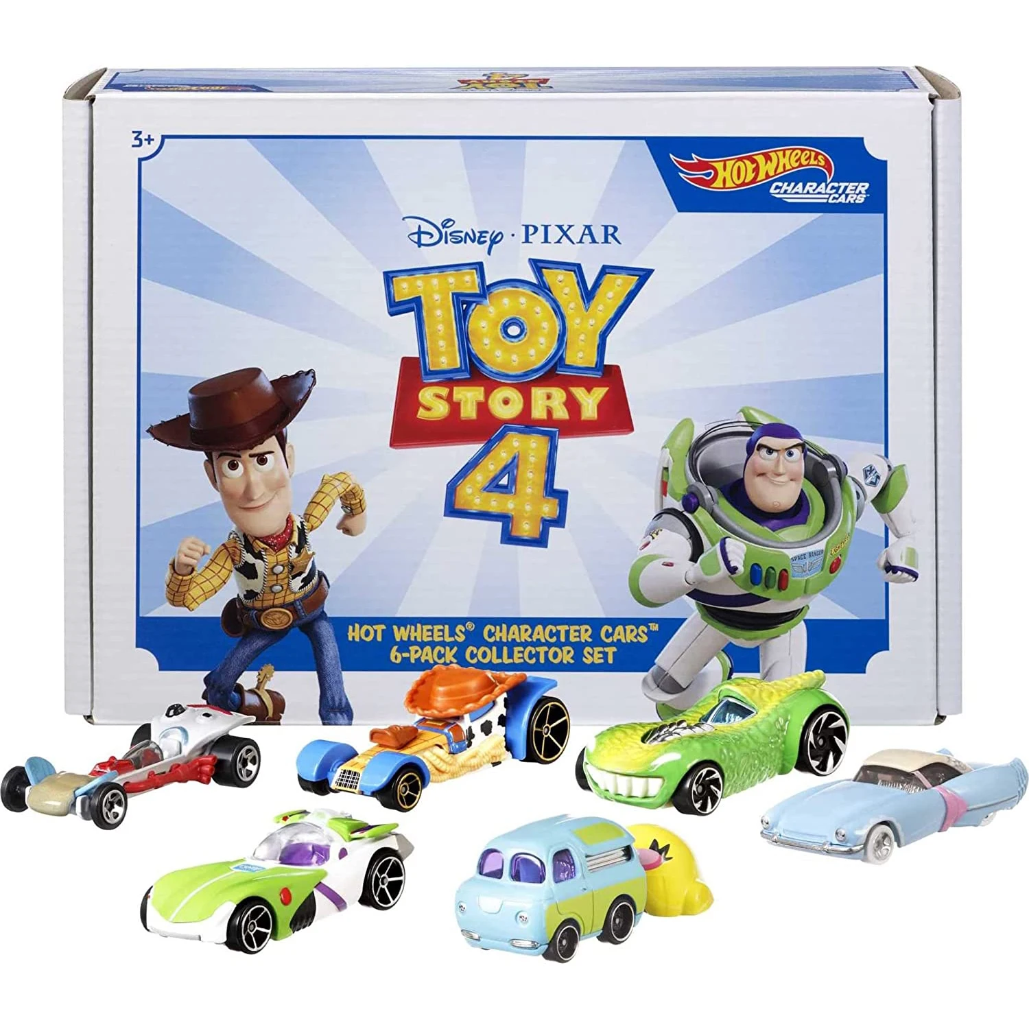 

Игрушечные машинки Hot Wheels Disney Pixar История игрушек, 4 персонажа, масштаб 1:64, Вуди, Базз, светильник, Бо, Пеп, форки, Даки Банни, литой автомобиль, набор игрушек