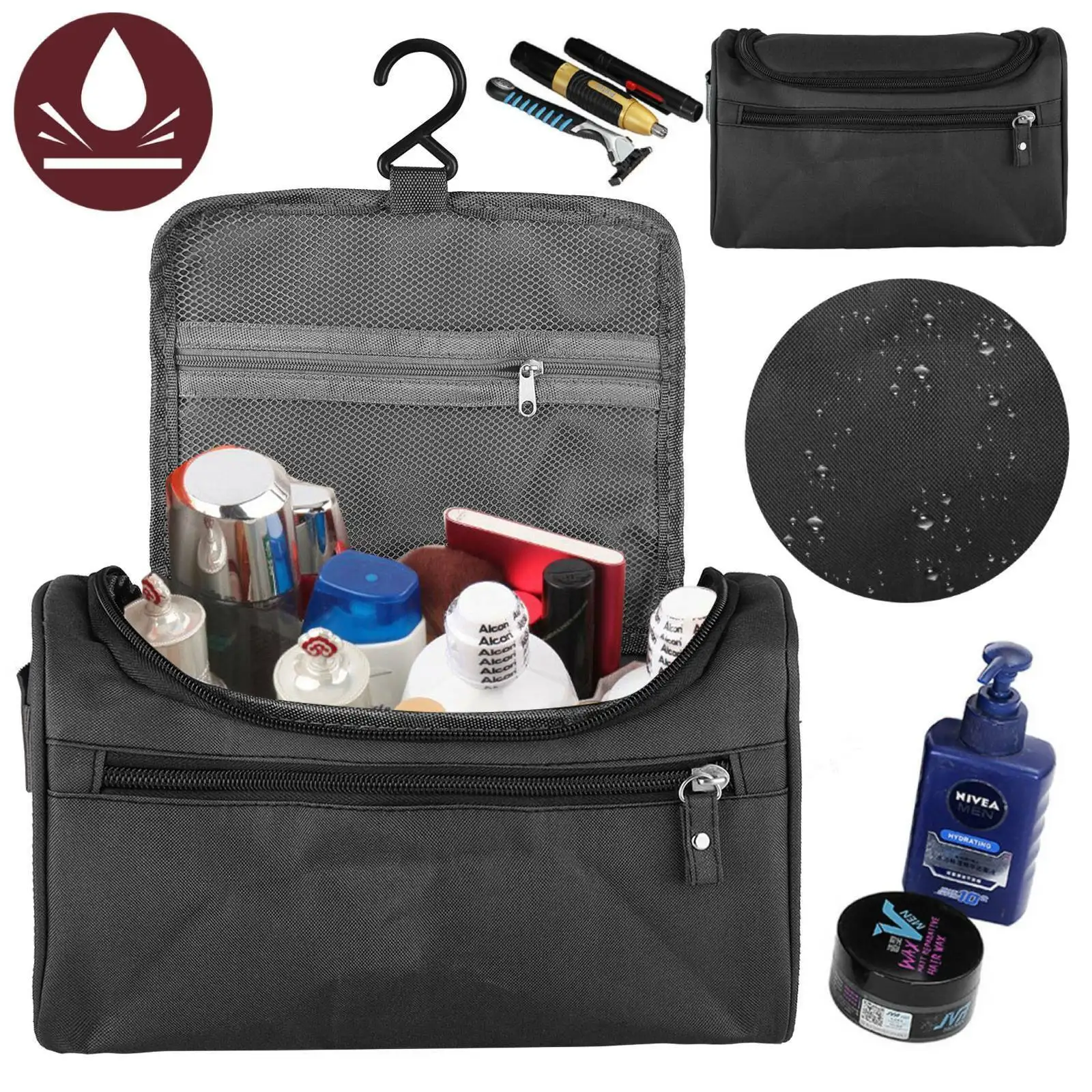

Men Women Travel Toiletry Bag Wash Kit Cosmetics Shaving Makeup Case Organizer