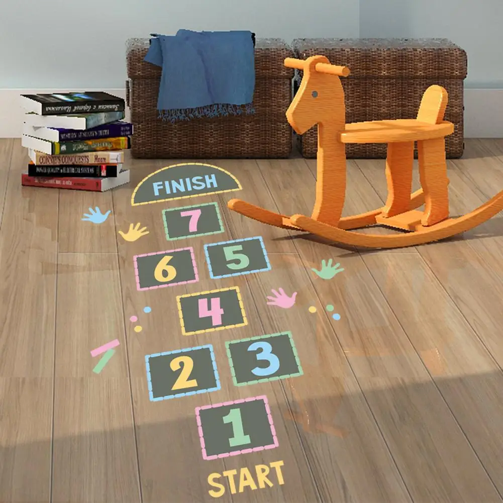 

Creative Cartoon Gift Number Lattice Game Floor Decals Kindergarten Decor Unisex Digital Grid Floor Decals for School