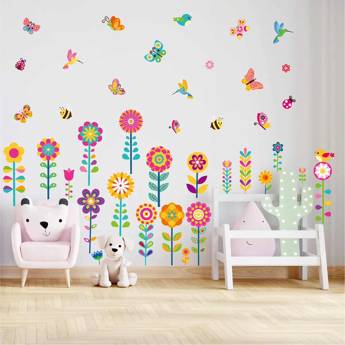 

Colorful Flower Art Decals Living Room Kids Bedroom Decoration Home Decor Background Wall Stickers Self Adhesive